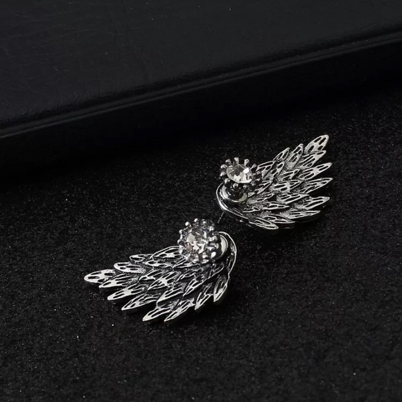 NEW Angel Wings Silver Earrings - Picture 2 of 4